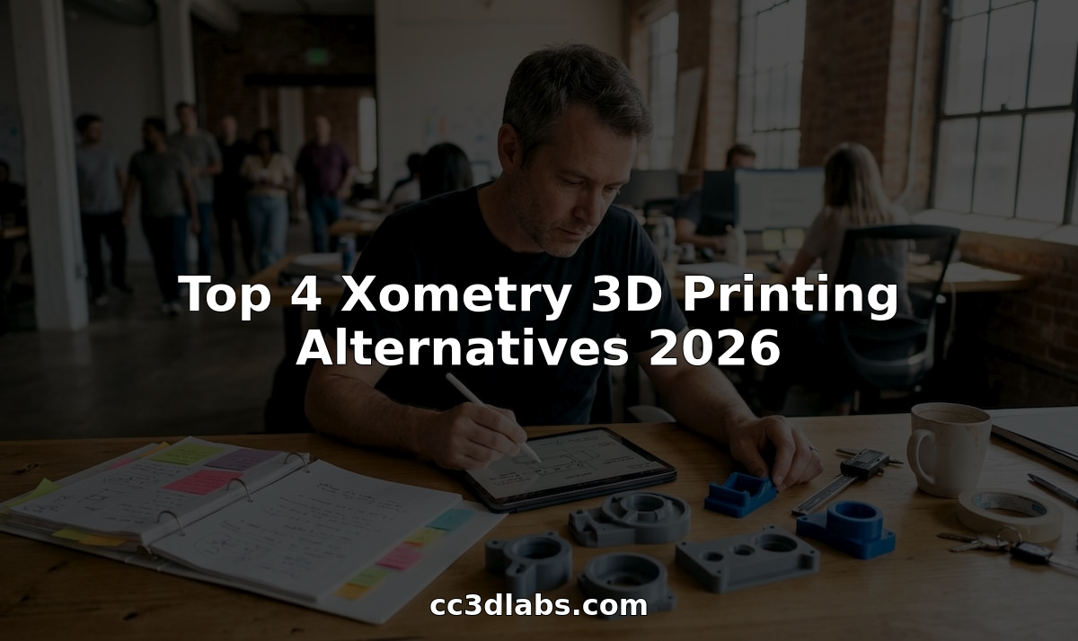 Designer reviews 3D-printed parts at workspace