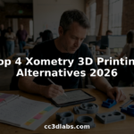 Designer reviews 3D-printed parts at workspace