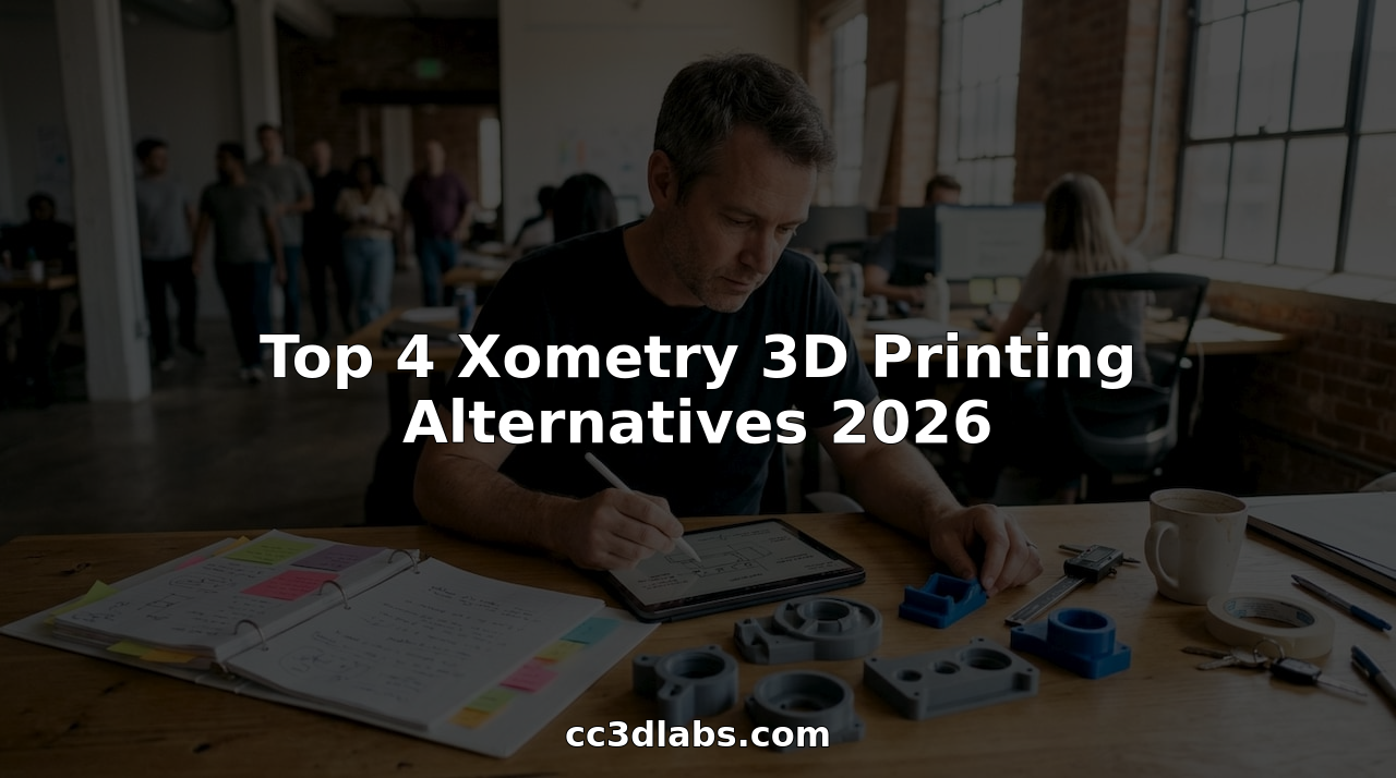 Designer reviews 3D-printed parts at workspace