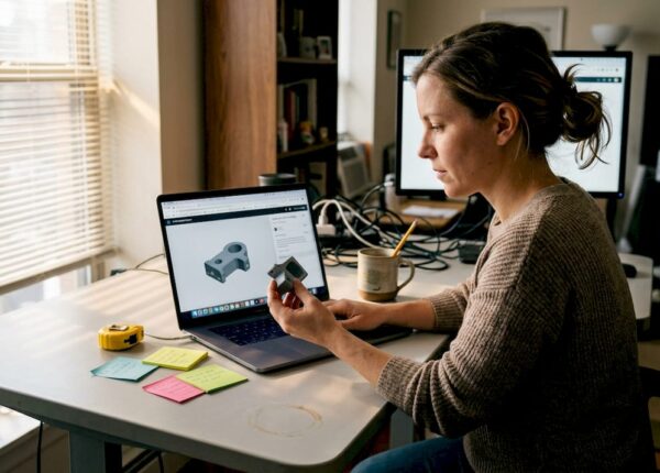 Designer reviewing online 3D printing estimate