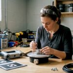 Technician setting up 3D scanning workspace