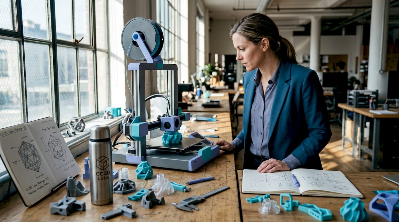 Engineer overseeing 3D prototype printing process