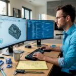 Engineer checking CAD model for optimization