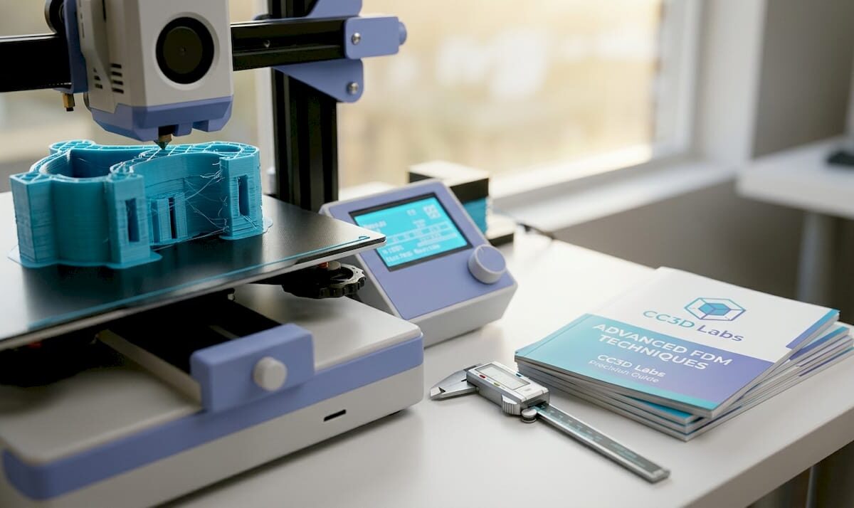 3D printer extruding fine layers of plastic part