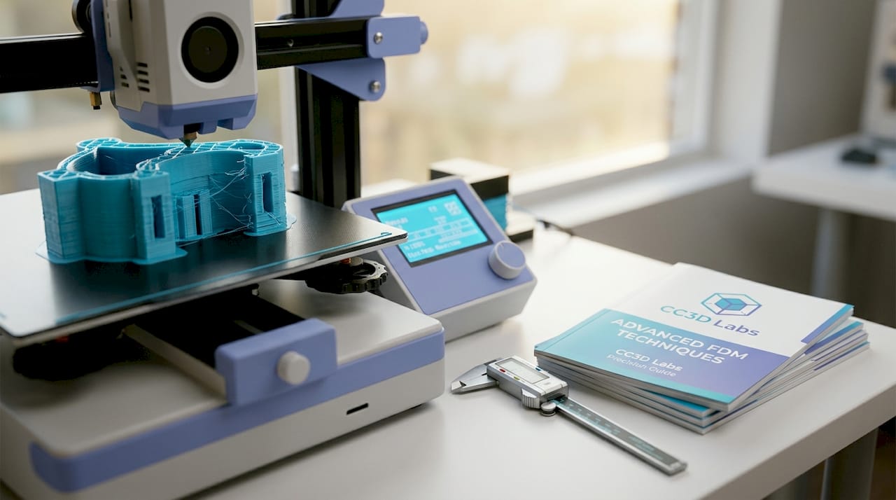 3D printer extruding fine layers of plastic part