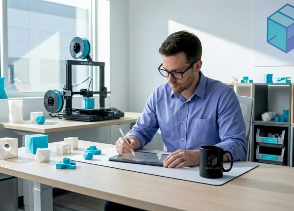 Product developer working on prototype sketches