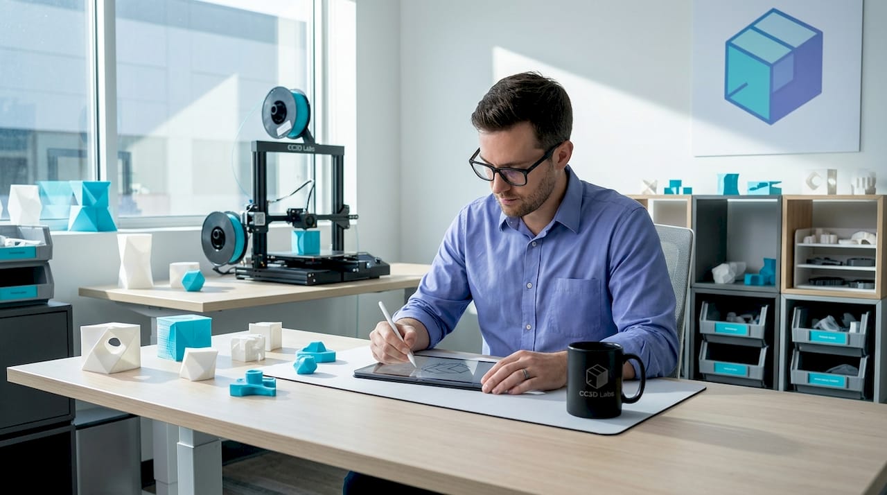 Product developer working on prototype sketches