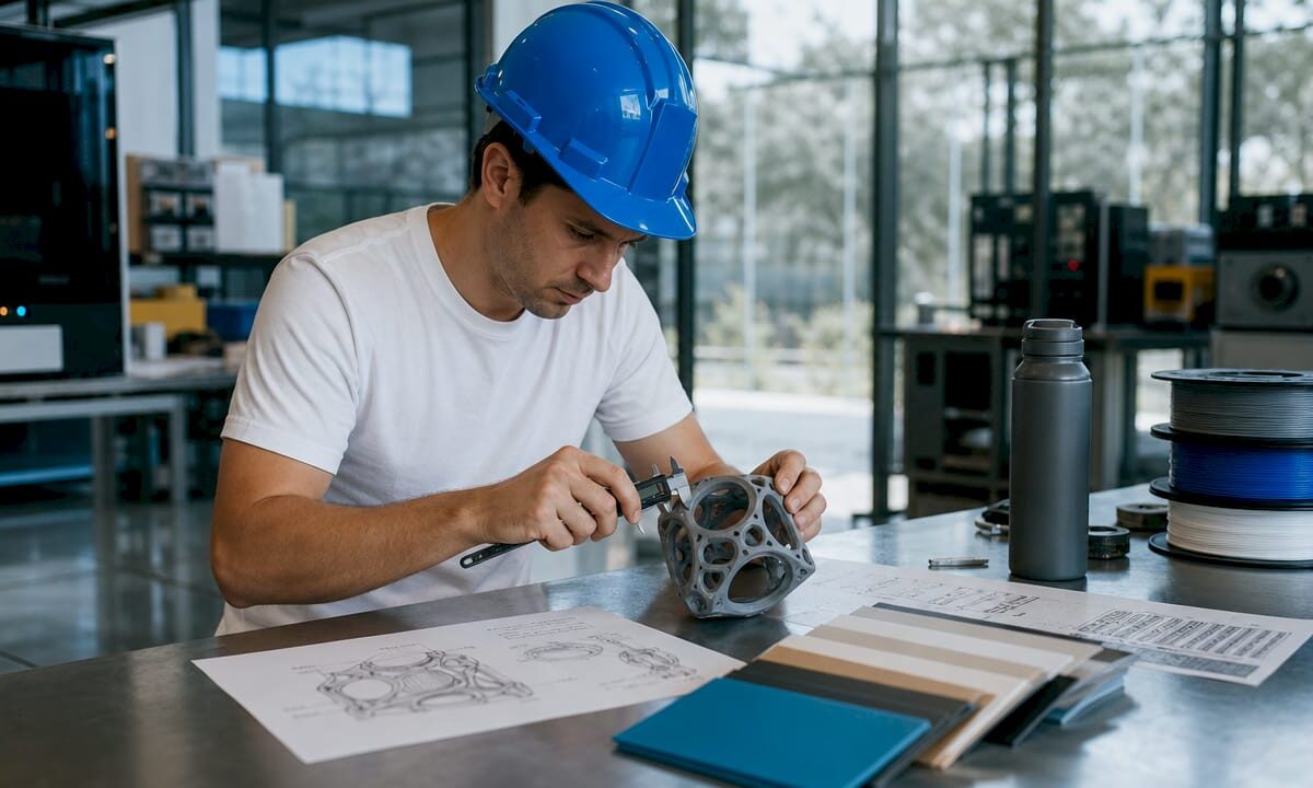 Engineer working on 3D drafting model at drafting table