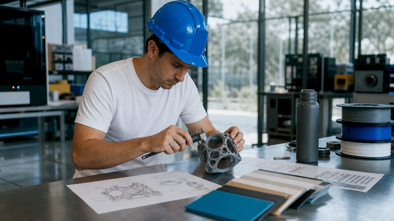 Engineer working on 3D drafting model at drafting table