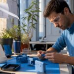 Engineer inspecting 3D printed POS components