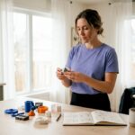 Product designer reviewing 3D printed parts samples
