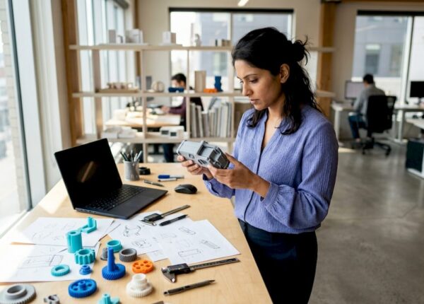 User testing a prototype model in design lab