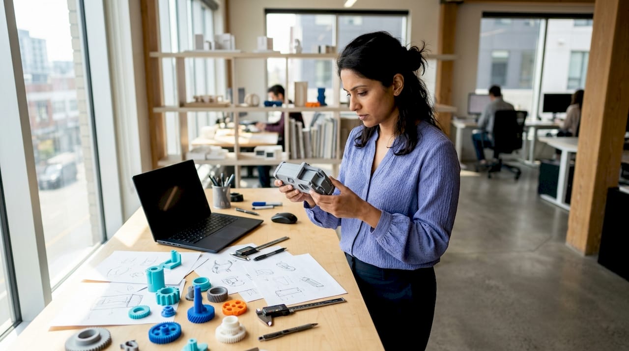 User testing a prototype model in design lab