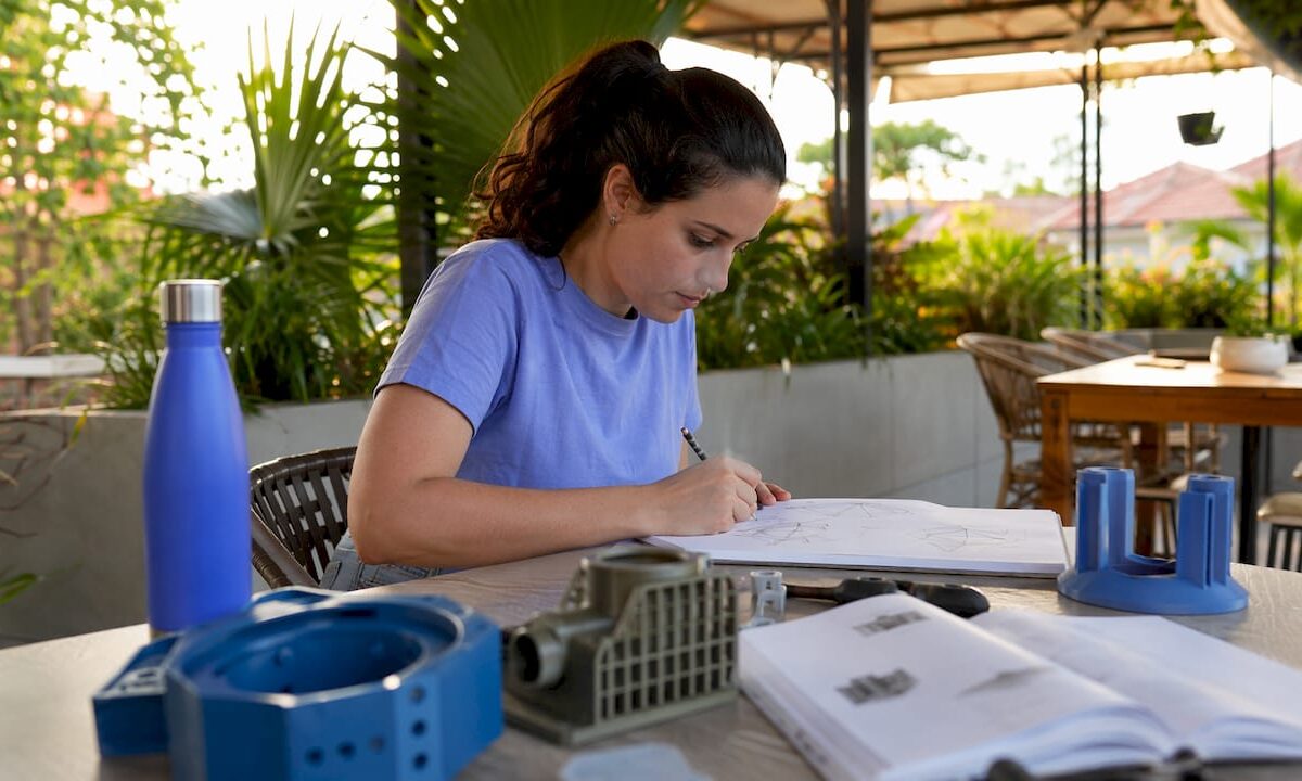 Design engineer sketching prototype concept