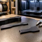 Carbon fiber nylon test coupons on build plate