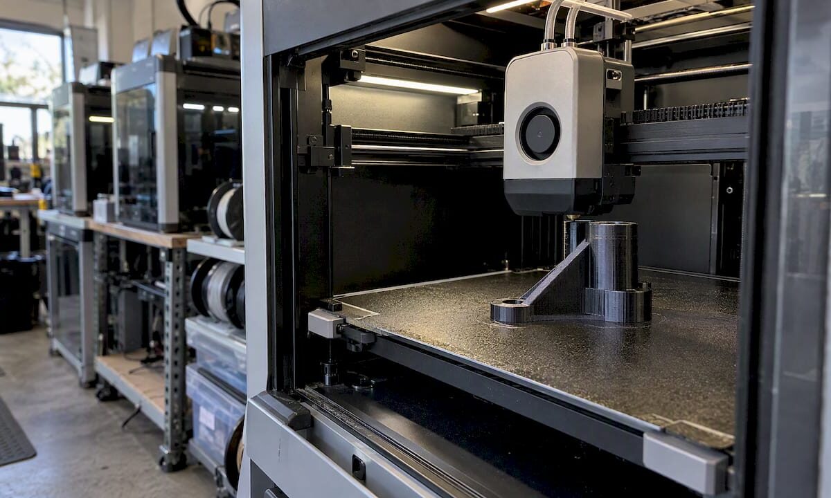 Functional test part printing on a build plate