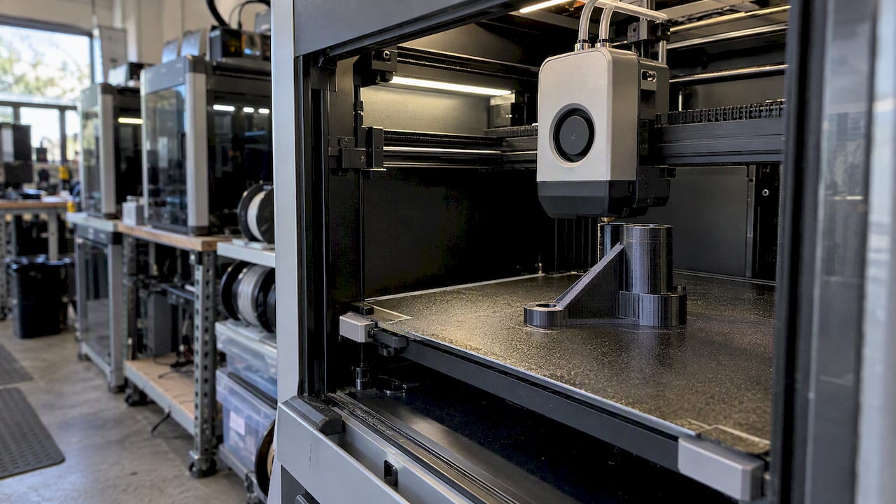 Functional test part printing on a build plate